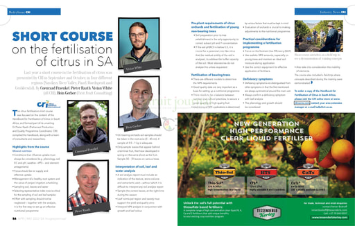 Short course on the fertilisation of citrus in SA