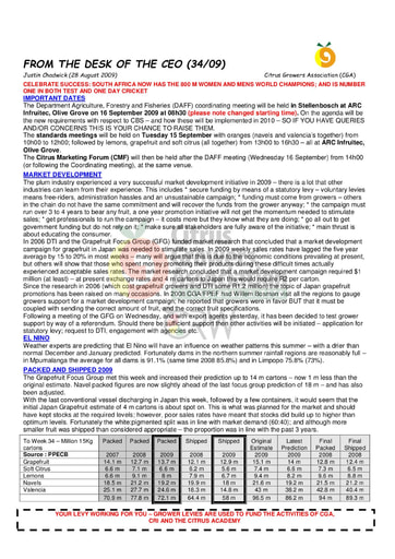 CGA - CEO Newsletter 34/2009 (28/08/09)