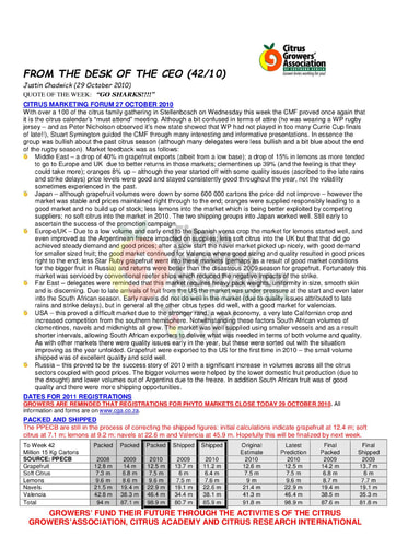 CGA - CEO Newsletter 42/2010 (29/10/10)