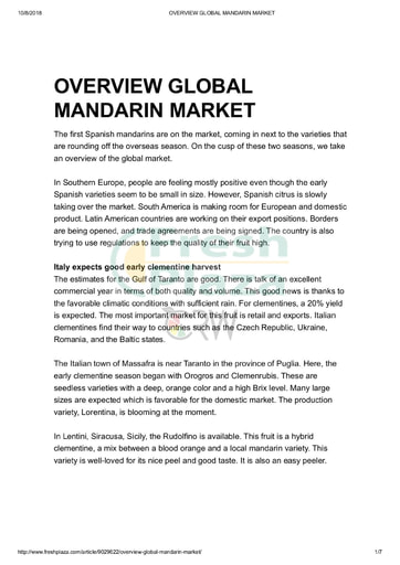 Overview: Global Mandarin Market