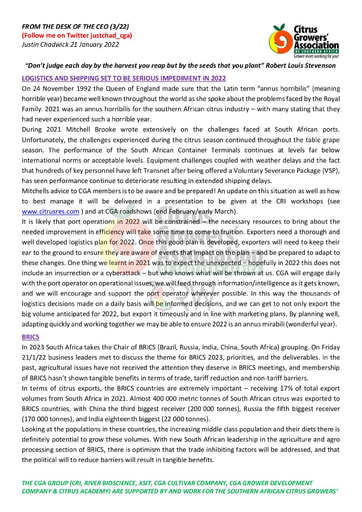 CGA - CEO Newsletter 03/2022 (21/01/22)