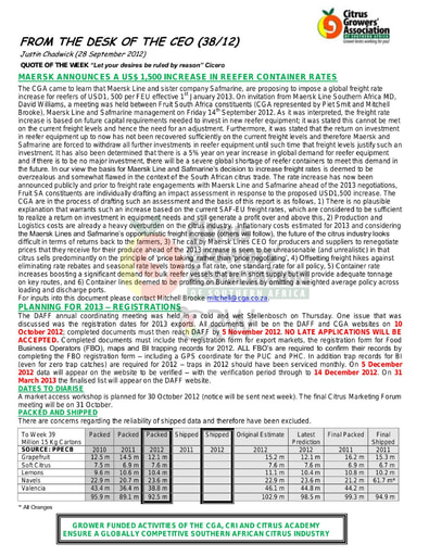 CGA - CEO Newsletter 38/2012 (28/09/12)