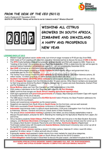 CGA - CEO Newsletter 52/2013 (27/12/13)