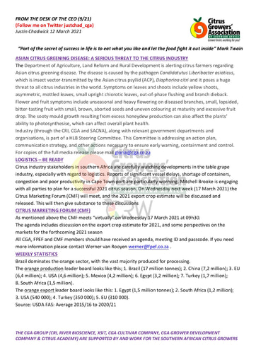 CGA - CEO Newsletter 09/2021 (12/03/21)