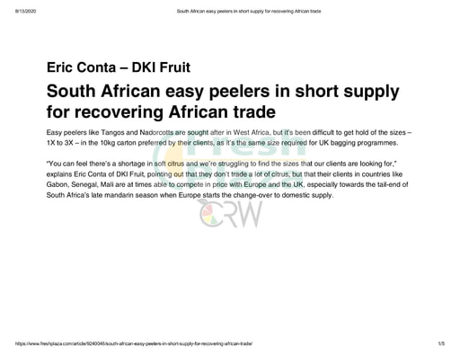 South African easy peelers in short supply for recovering African trade