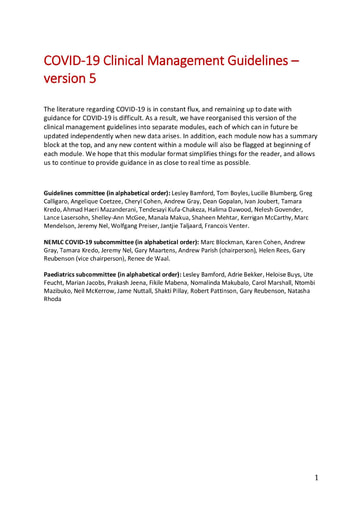 COVID-19 Clinical Management Guidelines