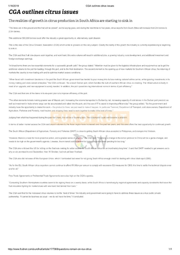 CGA outlines citrus issues