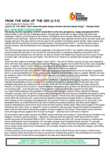 CGA - CEO Newsletter 01/2012 (13/01/12)