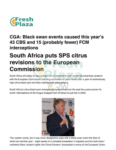 South Africa puts SPS citrus revisions to the European Commission
