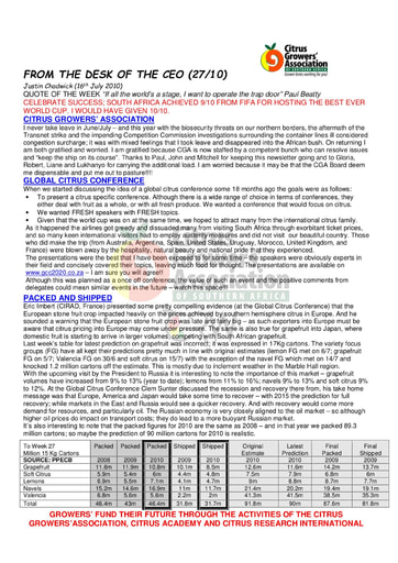 CGA - CEO Newsletter 27/2010 (16/07/10)