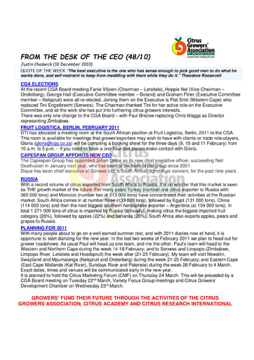 CGA - CEO Newsletter 48/2010 (10/12/10)