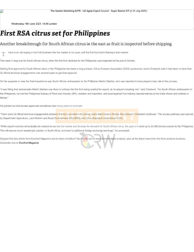First RSA citrus set for Philippines
