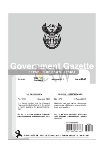 National Qualification Framework Amendment Act 12 of 2019 (Act 67 of 2008)