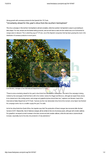 Uncertainty ahead for this years citrus from the southern hemisphere