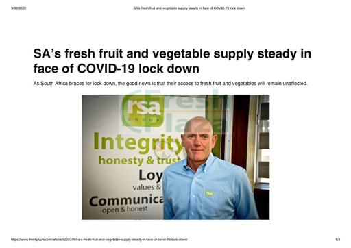 SA's fresh fruit and vegetable supply steady in face of COVID-19 lockdown