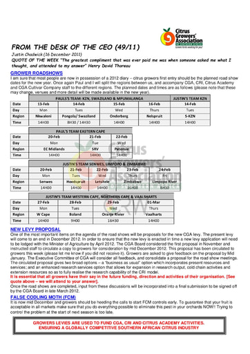CGA - CEO Newsletter 49/2011 (16/12/11)