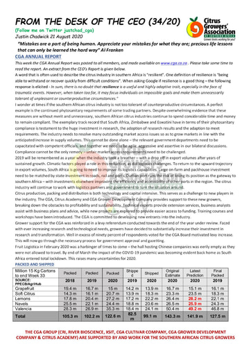 CGA - CEO Newsletter 34/2020 (21/08/20)