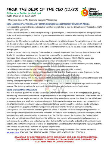 CGA - CEO Newsletter 11/2020 (27/03/20)