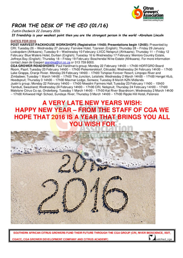 CGA - CEO Newsletter 01/2016 (22/01/16)
