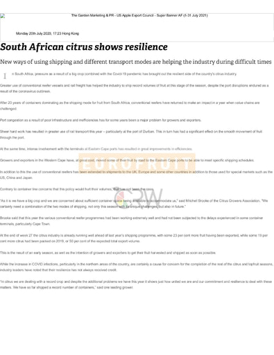 South African citrus shows resilience
