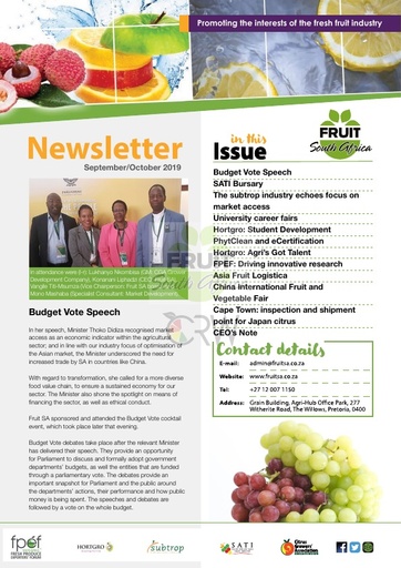 Fruit SA Newsletter (September / October 2019)