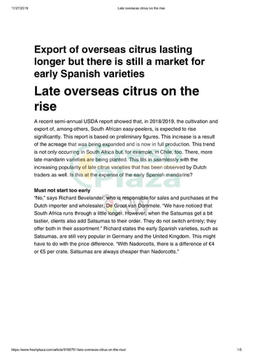 Late overseas citrus on the rise