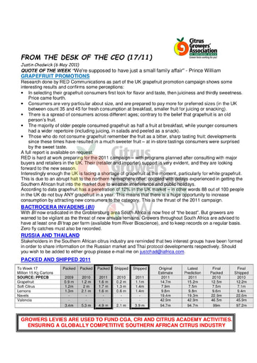 CGA - CEO Newsletter 17/2011 (06/05/11)
