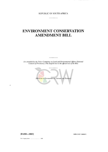 Environment Conservation Amendment Bill B45D - 2003