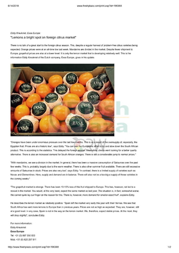 "Lemons a bright spot on foreign citrus market"