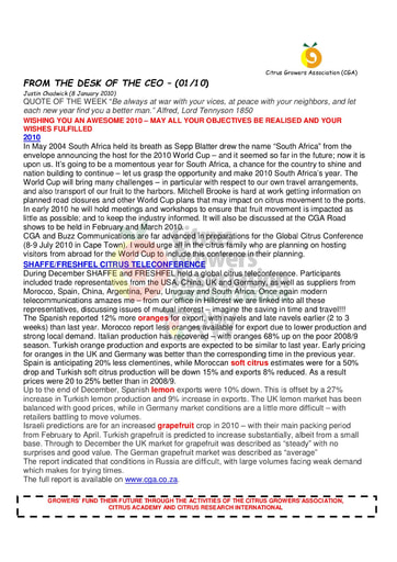 CGA - CEO Newsletter 01/2010 (08/01/10)