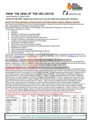 CGA - CEO Newsletter 30/2015 (07/08/15)