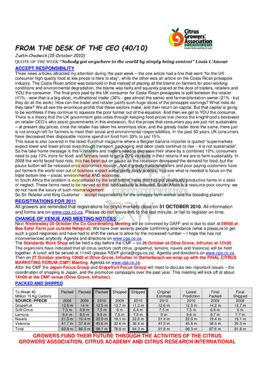 CGA - CEO Newsletter 40/2010 (15/10/10)