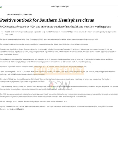 Positive outlook for Southern Hemisphere citrus