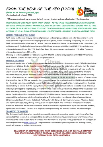 CGA - CEO Newsletter 12/2020 (10/04/20)