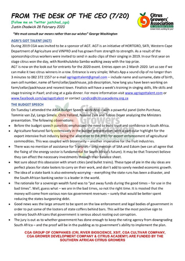 CGA - CEO Newsletter 07/2020 (28/02/20)