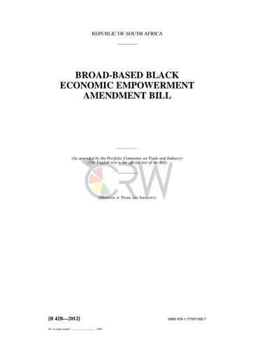 Broad Based Economic Empowerment Amendment Bill B42B - 2012