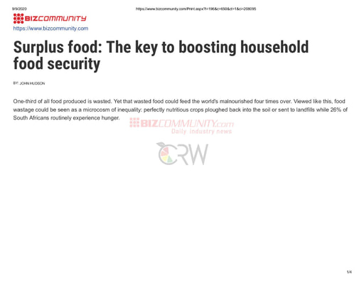 Surplus food: The key to boosting household