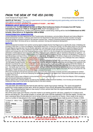 CGA - CEO Newsletter 32/2009 (14/08/09)