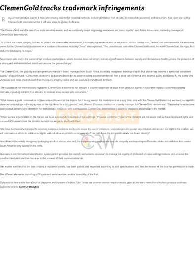 ClemenGold tracks trademark infringements