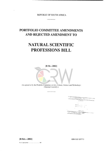 Natural Scientific Professions Bill B56A - 2002