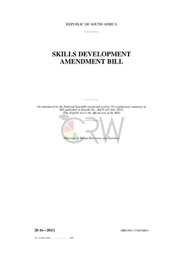 Skills Development Bill B16 - 2011