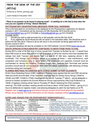 CGA - CEO Newsletter 47/2016 (09/12/16)