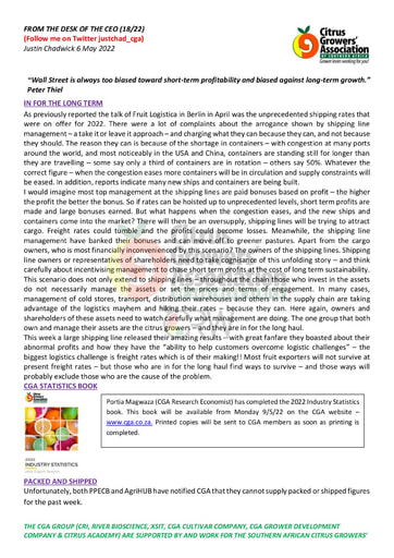 CGA - CEO Newsletter 18/2022 (06/05/22)