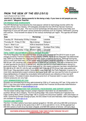 CGA - CEO Newsletter 15/2013 (12/04/13)