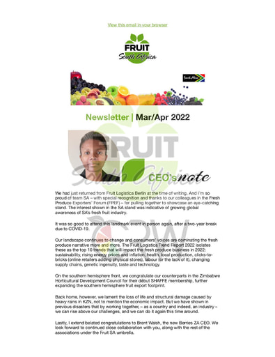 Fruit SA Newsletter (March / April 2022)