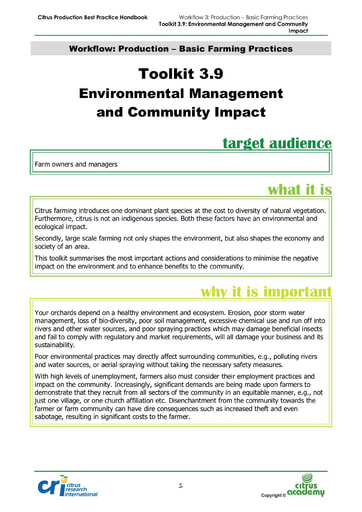 Toolkit 3.9 - Environmental Management and Community Impact