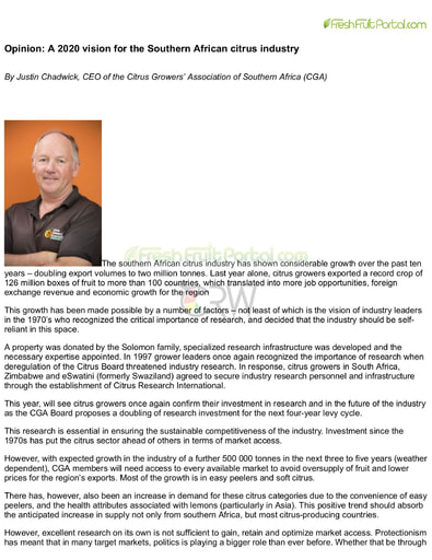 Opinion: A 2020 vision for the Southern African citrus industry