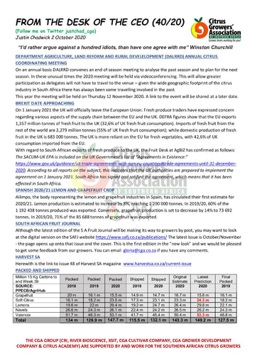 CGA - CEO Newsletter 40/2020 (02/10/20)