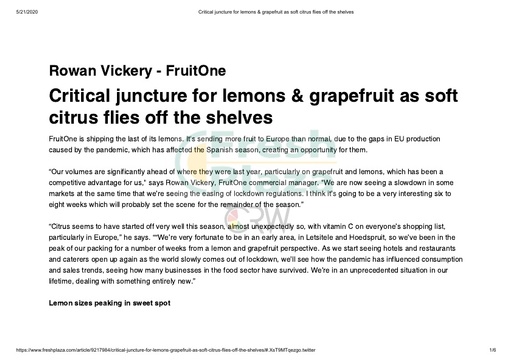 Critical juncture for lemons grapefruit as soft citrus flies off the shelves