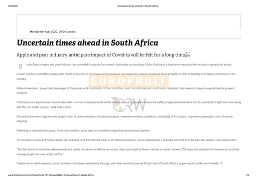 Uncertain times ahead in South Africa